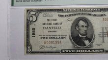 Load image into Gallery viewer, $5 1929 Danville Virginia VA National Currency Bank Note Bill Ch. #1985 VF25 PMG