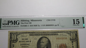 $10 1929 Hibbing Minnesota MN National Currency Bank Note Bill Ch. #5745 F15 PMG