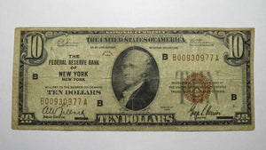 $10 1929 New York City New York National Currency Note Federal Reserve Bank Note