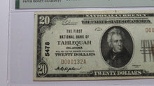 Load image into Gallery viewer, $20 1929 Tahlequah Oklahoma National Currency Bank Note Bill Ch. #5478 AU53 PMG